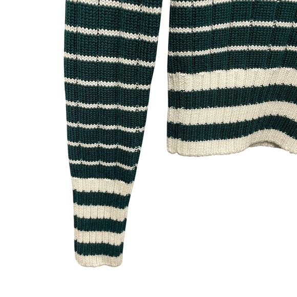NWT Chloe Striped Ribbed Knit V Neck Jumper Sweater Dark Green Womens Small - Picture 2 of 10